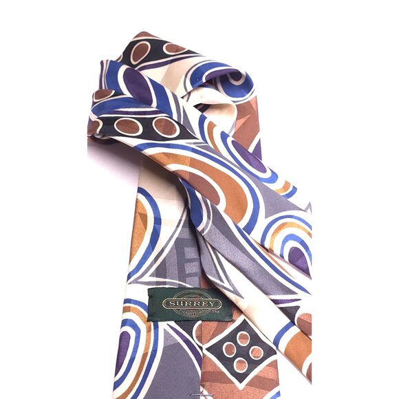 Vintage Surrey Abstract Pattern Silk Men's Tie - Picture 3 of 8